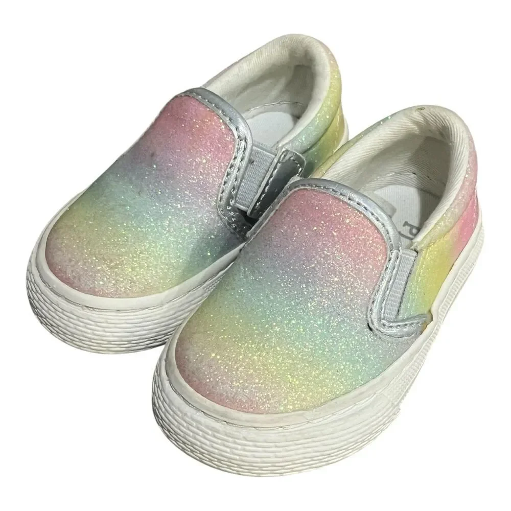 Children place Glitter Rainbow Ombre Slip On Sneakers Baby Girl